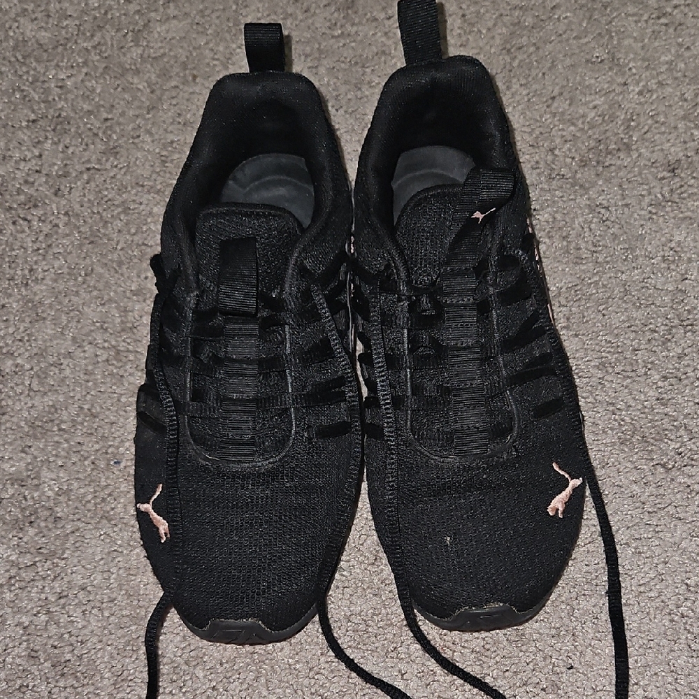 Puma Black Athletic Shoes with Pink Accents
